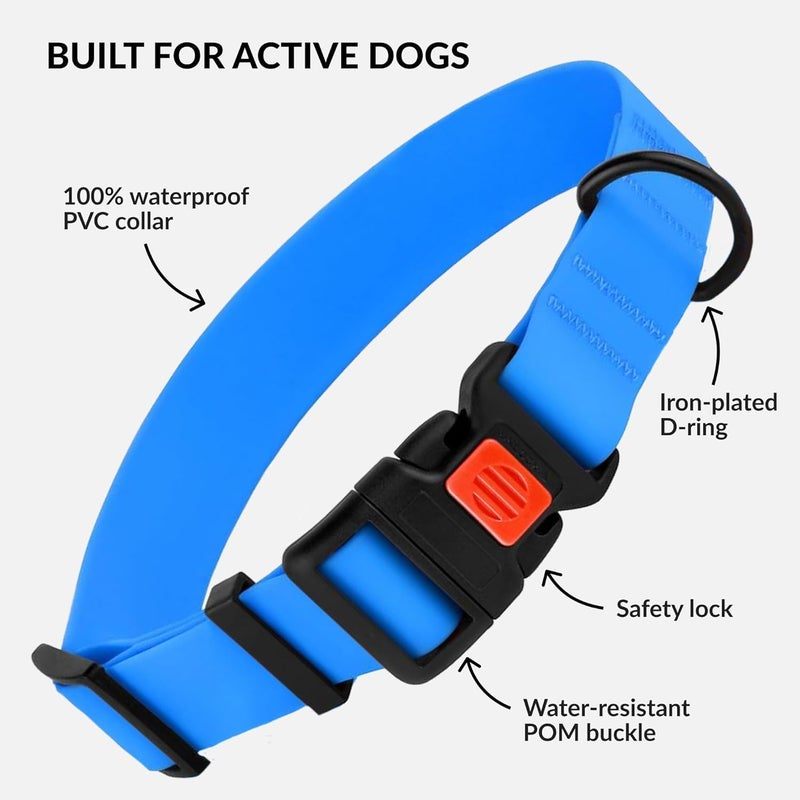 CollarDirect Waterproof Dog Collar - Silicone, Plastic Collar, Odor-Resistant, Easy to Clean, for Large, Medium, Small Dogs - Adjustable Collar with Breakaway Buckle (Neck Fit 10"-13", Blue) - Image 2